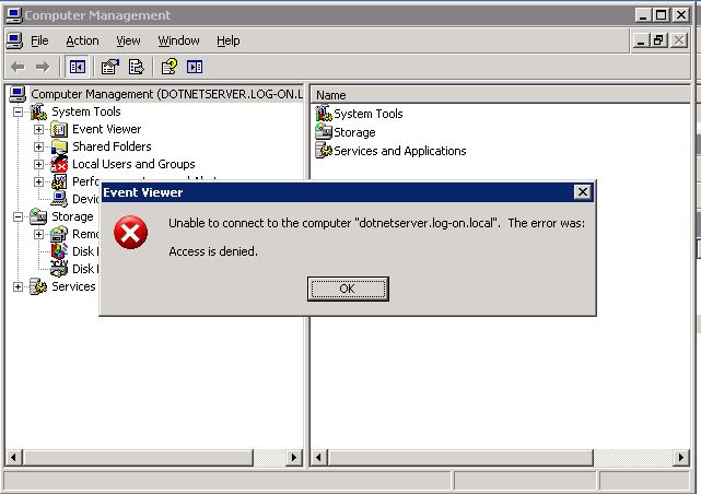 Solved Why Is Active Directory Access Denied For Computer Management Of Server Experts Exchange