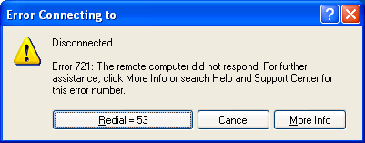 Błąd 721 dodawanie VPN dla Windows XP