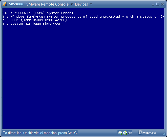 Vmware remote console 12.0 5. Синий экран смерти stop: c000021a. Stop c000021a. C000021a. Консоль VMWARE.