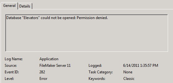 Solved: Filemaker Access Denied Error 282 | Experts Exchange