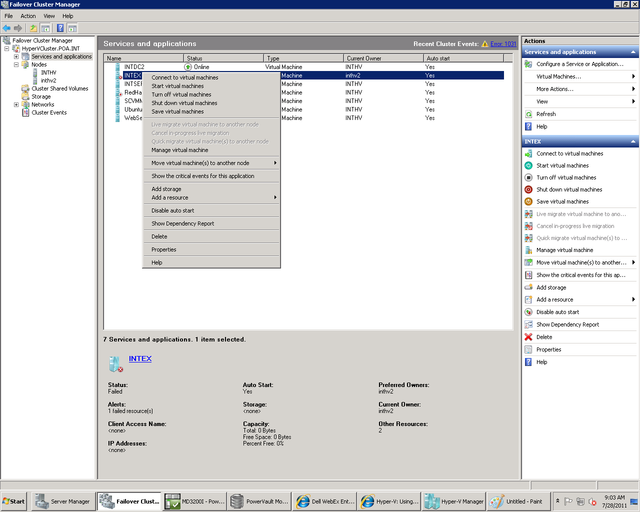 Solved: Error Migrating VM to Secondary Node in Cluster | Experts Exchange