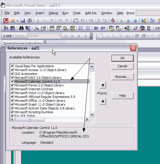 microsoft calendar control 2007 missing