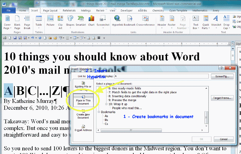 Solved How do I insert anchors into a 2010 Word document? Experts