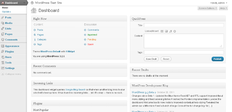 WordPress Dashboard