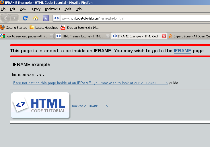 Solved: get html code out of iframe tag | Experts Exchange