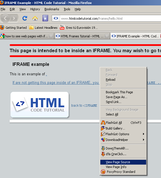 Solved: get html code out of iframe tag | Experts Exchange
