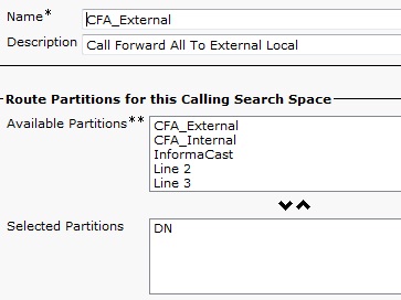 Route Partition Solved: Forwarding to cisco call handler/voicemail box | Experts Exchange