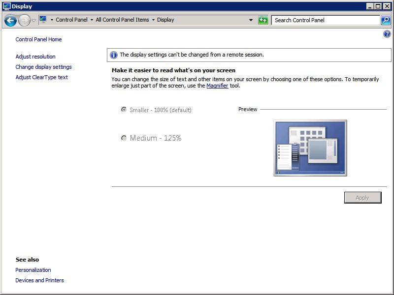 Solved The Display settings can't be changed from a remote session Experts Exchange