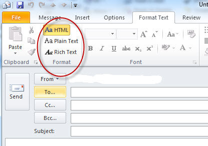 rich text format in outlook