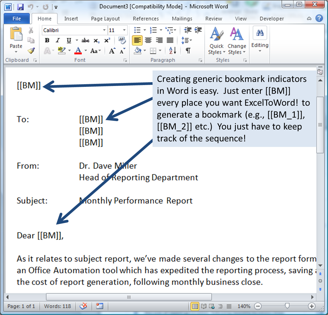 Monarchy Squirrel Billy goat How to quickly and accurately populate Word documents with Excel data,  charts, and images (including Automated Bookmark generation) | Experts  Exchange
