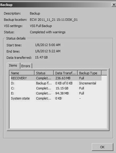 Solved: Backup completed with warnings - Server 2008r2 | Experts Exchange