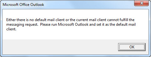 Solved: No default Mail Client (Outlook error message) | Experts Exchange