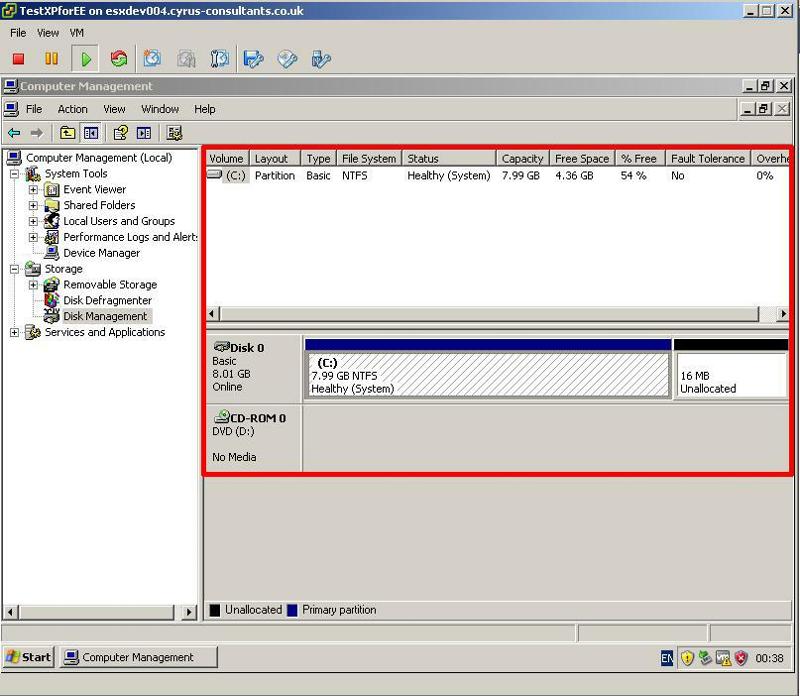 Before Rescan Disk Managment in Windows XP