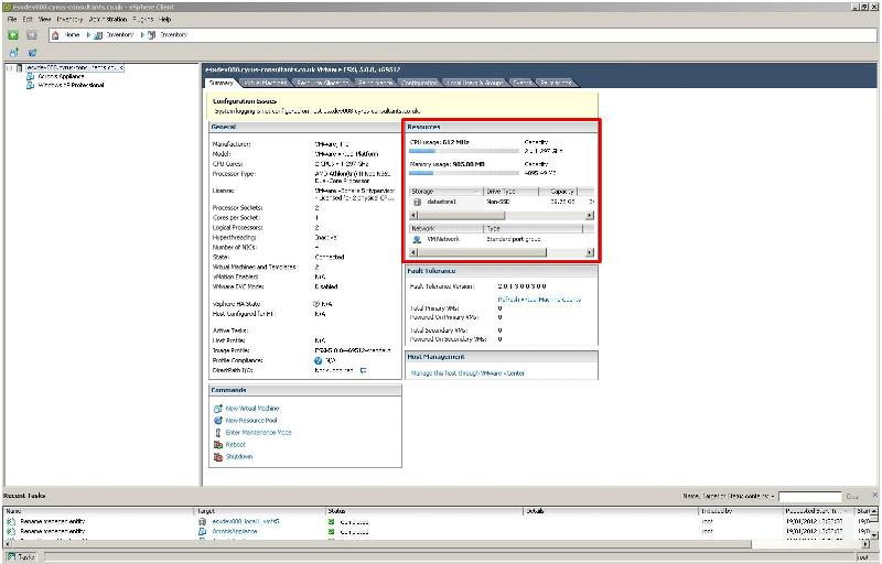 Connected to VMware ESX/ESXi server