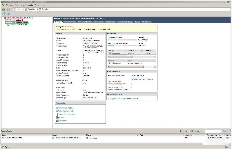 vSphere Client Inventory with Cloned, Copied Virtual Machine