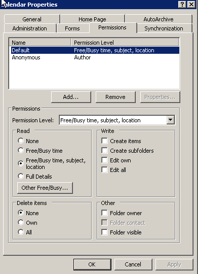 Solved: Exchange 2007 Meeting Room permissions | Experts Exchange
