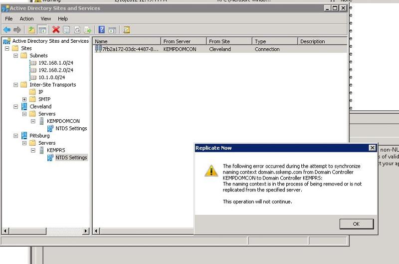 Solved: Domain Controller Replication Probelm | Experts Exchange