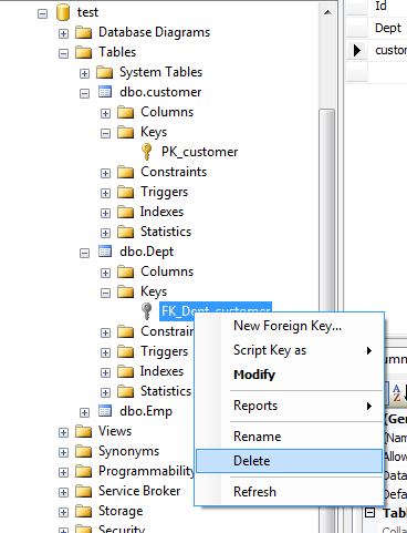 Solved: How to delete foreign key in SQL Server 2008 | Experts Exchange