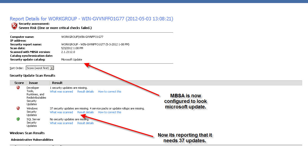Mbsa Report Solved: Baseline security Analyzer | Experts Exchange