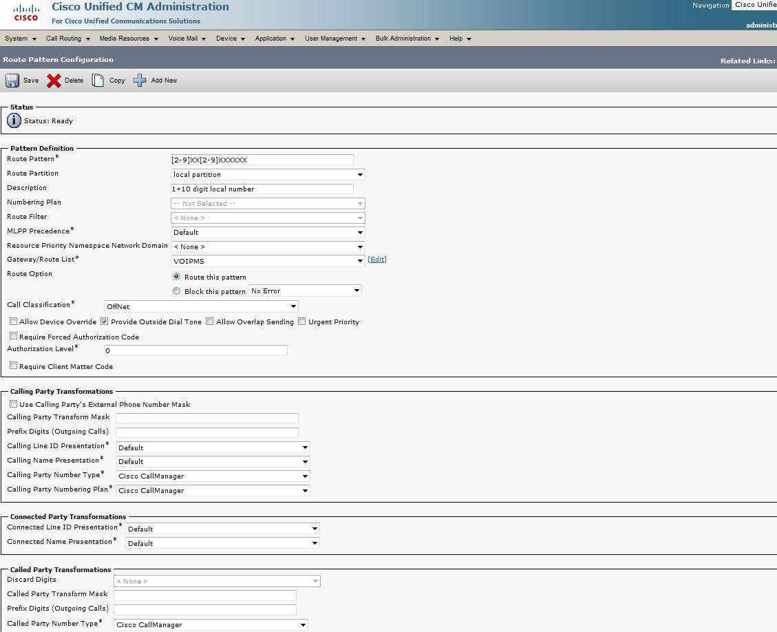 Solved: Voip.MS with Cisco Unified CM 7 | Experts Exchange