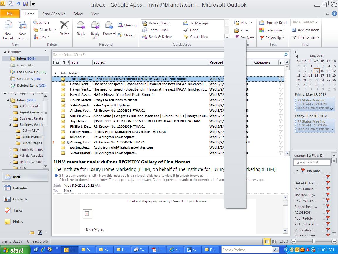 Solved Outlook showing grey box in the middle of the screen Experts
