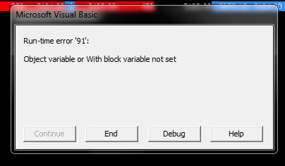 Excel runtime error