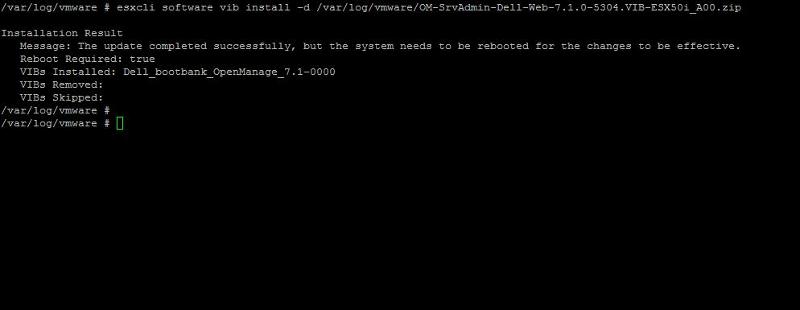 VIBs installed successfully