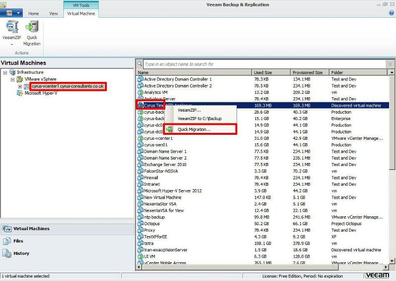 Select the Virtual Machine