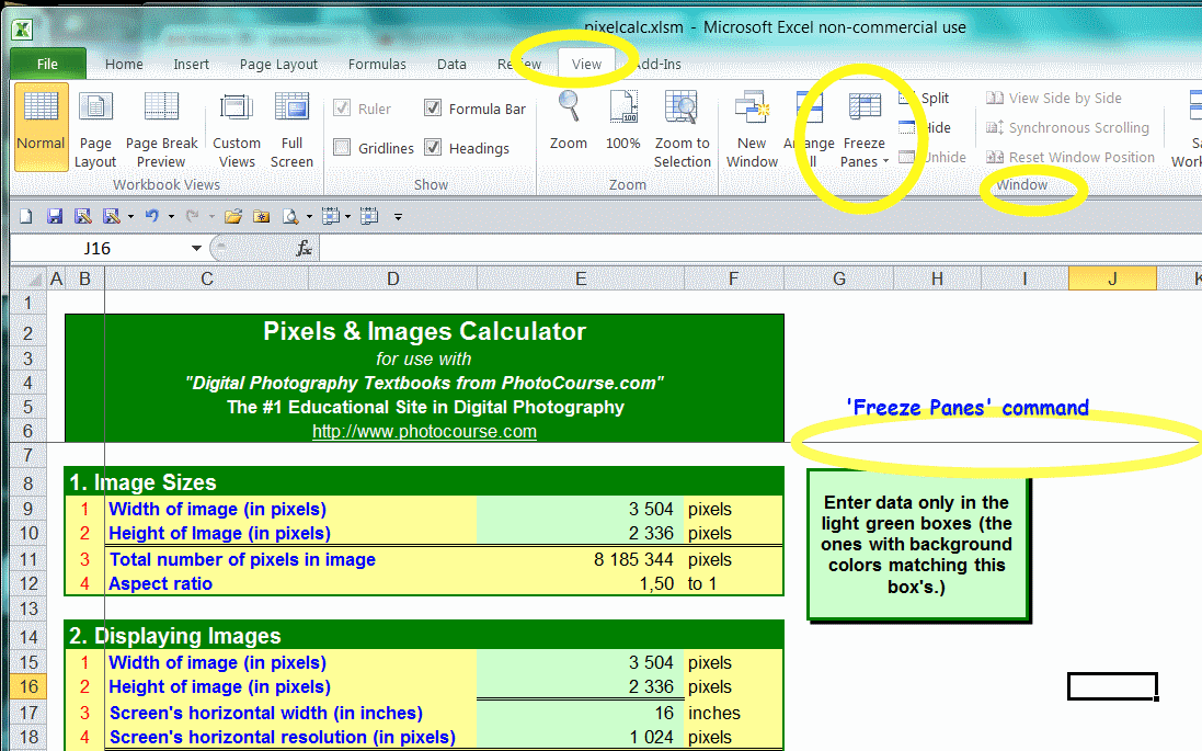 freeze panes excel