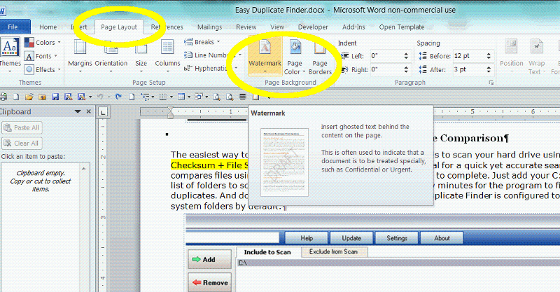 microsoft word watermark all pages
