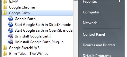 Google earth directx mode not working