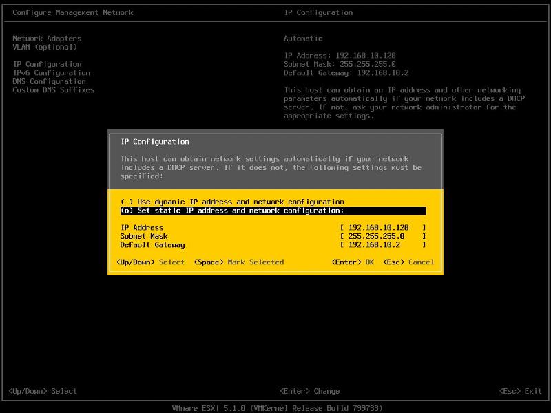 Set static IP address