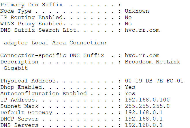 Ipconfig /all