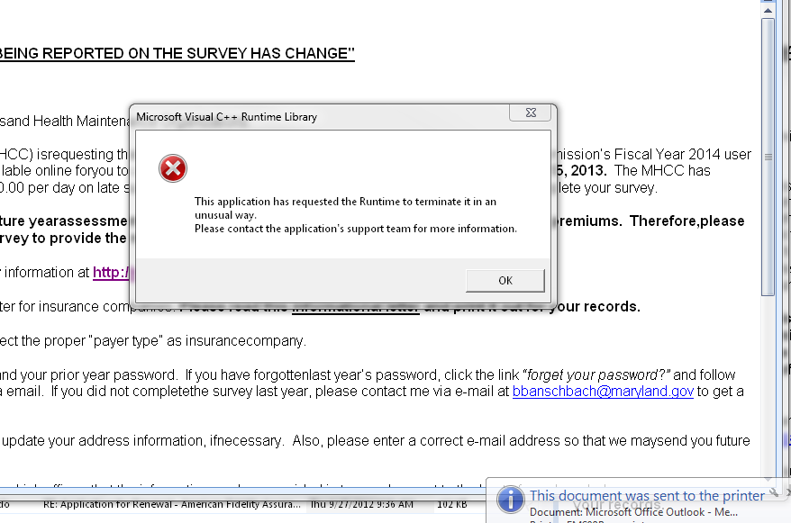 Solved: Error Printing in Windows 7, Office 2007 applications, C++ ...