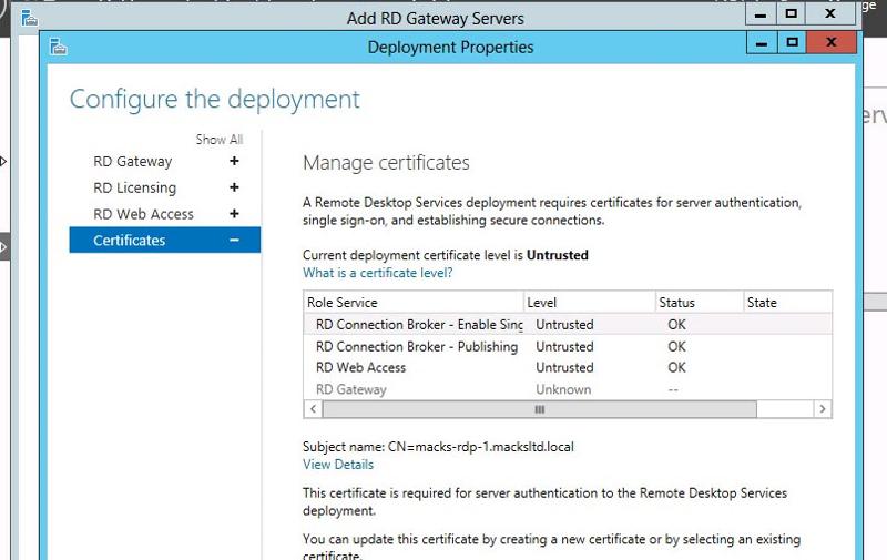 Solved: Windows Server 2012 RD Gateway | Experts Exchange