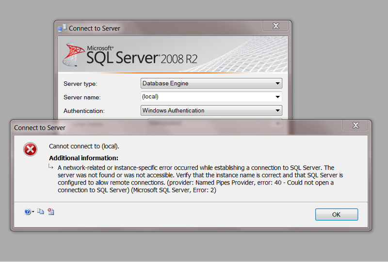 Establishing network connection to server