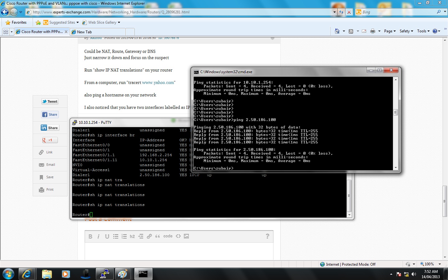 Solved: Cisco Router with PPPoE and VLANs. | Experts Exchange