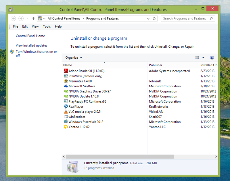 Programs and Features