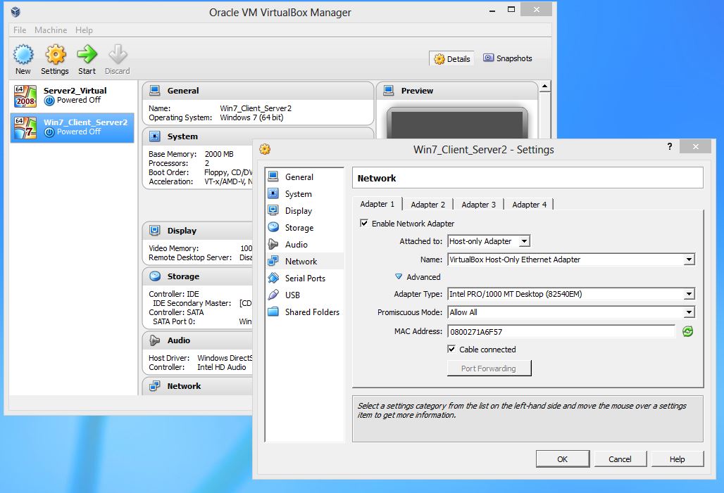 Solved: VirtualBox configuration | Experts Exchange