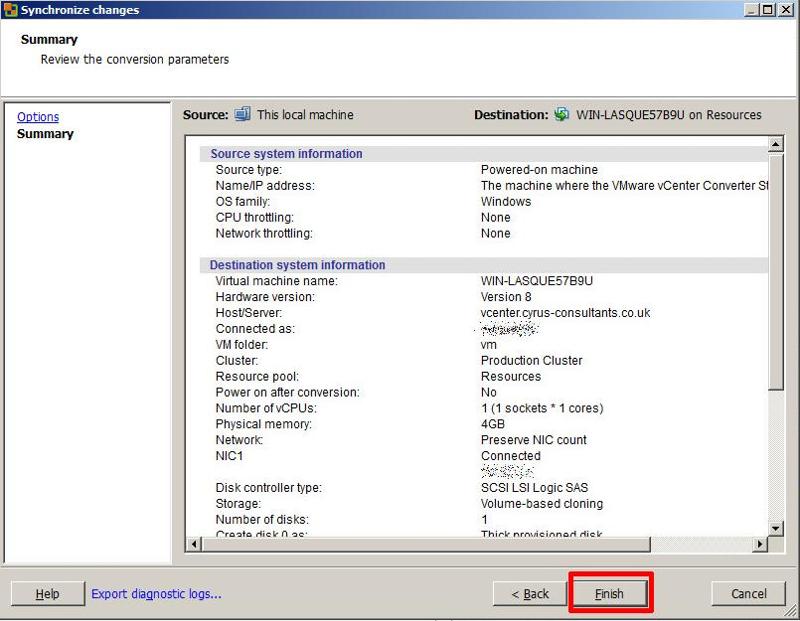 VMware vCenter Converter Standalone 5.1 - Finish