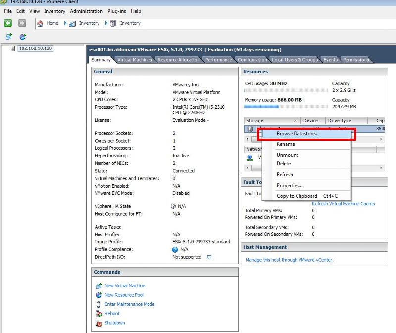 Right Click and select Browse Datastore