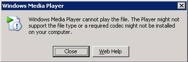 Windows Media Player error when playing MPG file
