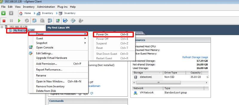 Power On Virtual Machine