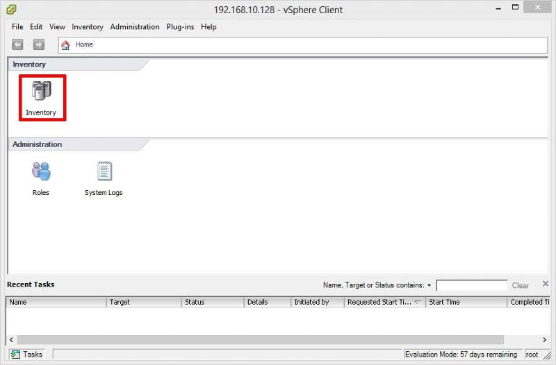 vSphere Client Connected to VMware vSphere Hypervisor (ESXi) Host Server
