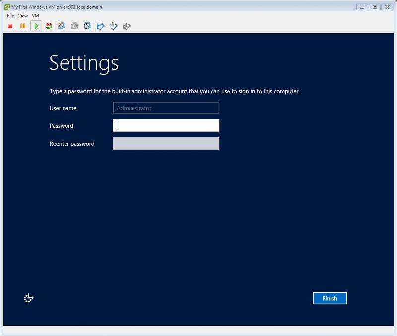 Windows 2012 Installation - Enter admin password