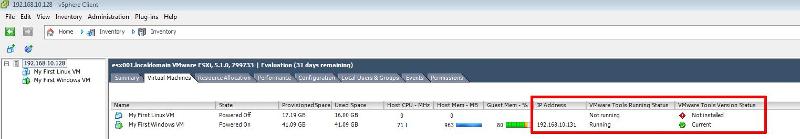 VMware Tools Installed and Current