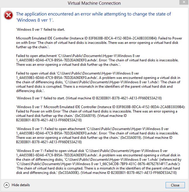 Virtual Machine Error Picture Solved: Hyper-V Virtual machine error | Experts Exchange