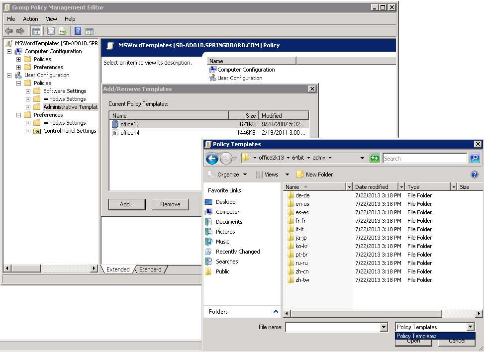 Solved GPO policy for Office 2013 workgroup templates path Experts