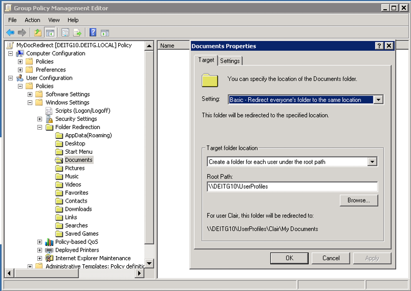 Solved: Folder Redirect with Group Policy not working | Experts Exchange