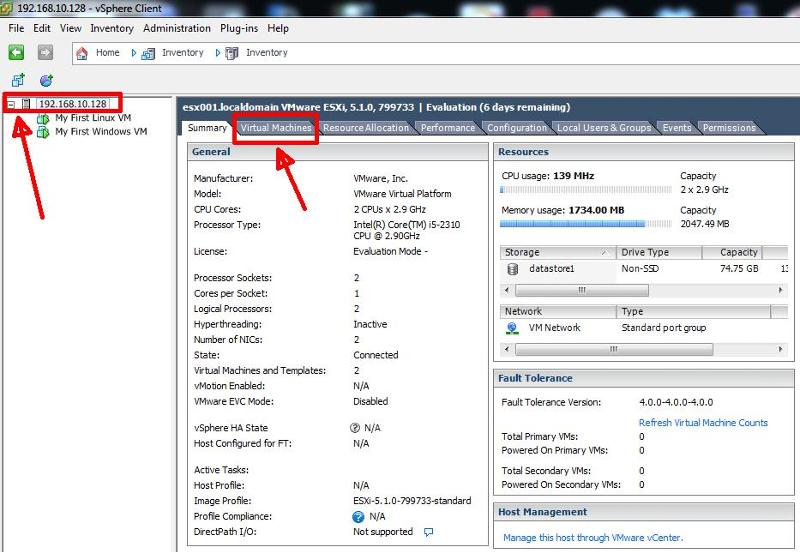 Click Host in Inventory
